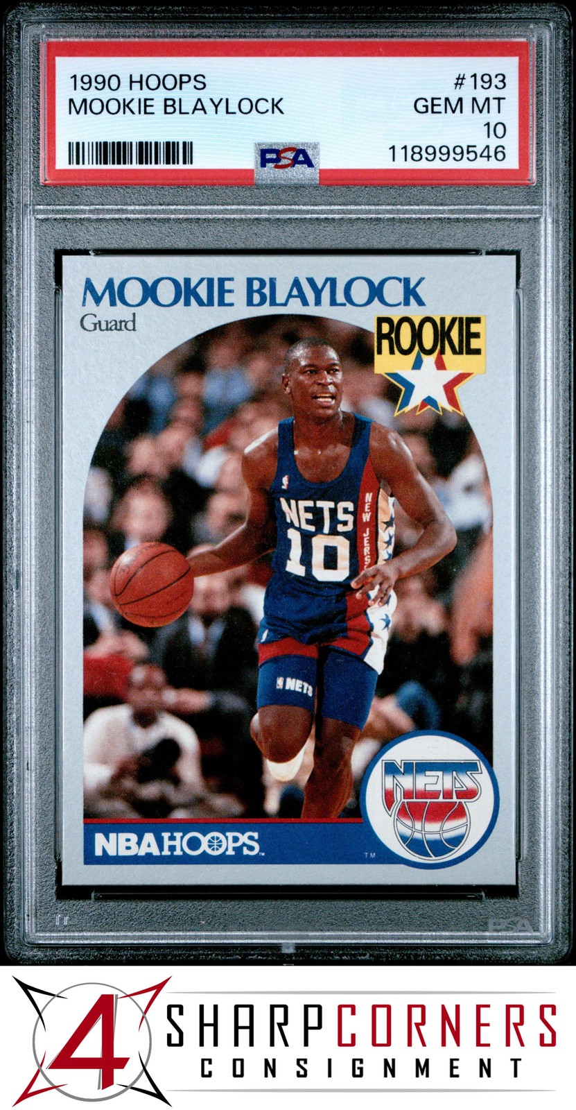 1990 HOOPS #193 MOOKIE BLAYLOCK RC NETS PSA 10
