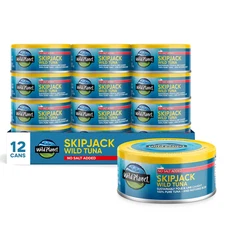 Wild Caught Tuna No Salt Added Canned Tuna Non- GMO 5 Ounce 12 Pack