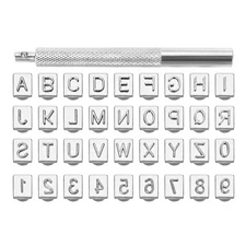 36Pcs Leathercraft Metal Letter and Number Stamps Punch Set Tool