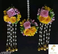 Jawaharat Floral Earring and Floral Tikka combo festive season jewellery  set D