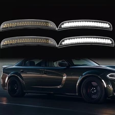 For Dodge Charger 2015-2022 Front + Rear Fender Side Marker Light Lamp LED Set