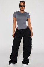 Fashion Nova Feelin the Breeze bodysuit in charcoal size medium NWT