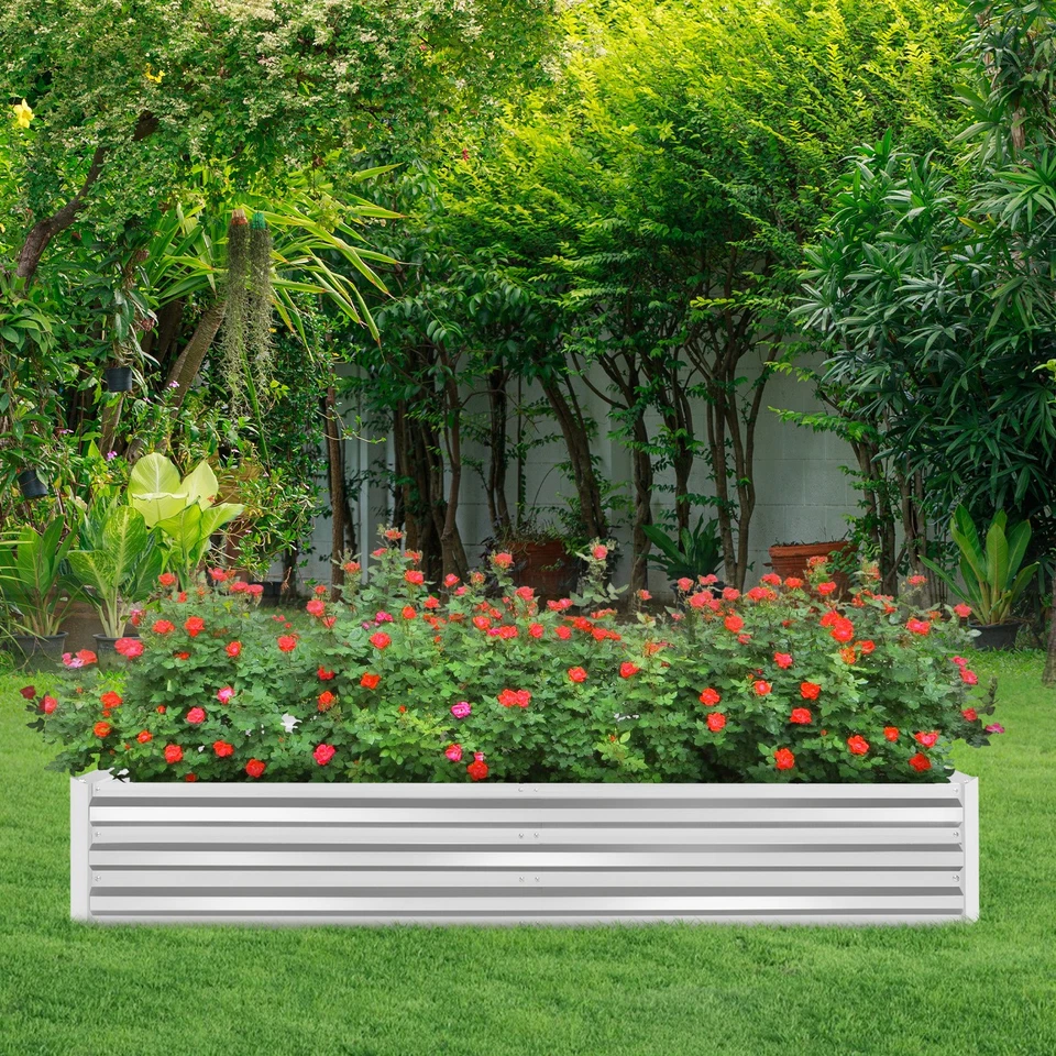 Galvanized Garden Bed, 8x4x1ft Outdoor Raised Garden Bed for Vegetables Flowers - Image 2 of 4