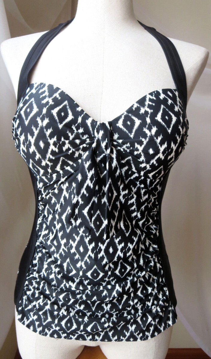 Haut De Tankini Merona Noir Et Blanc Motif Géométrique - Taille M - Occasion Très Bon état