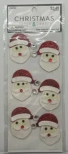 Glitter Santa 3D Stickers | Dimensional Scrapbook Stickers | Paper Crafts