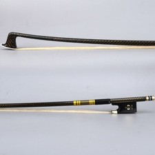 Master Carbon Fiber Violin Bow 4/4 Braided Ebony Fleur-de-Lys Frog Golden Parts