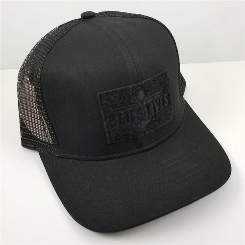 NEW Tactical Morale Patch Black Baseball Hat Trucker Mesh Hook Loop Front Cap