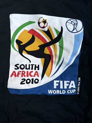 FIFA South Africa 2010 World Cup Soccer Black Graphic A Large T