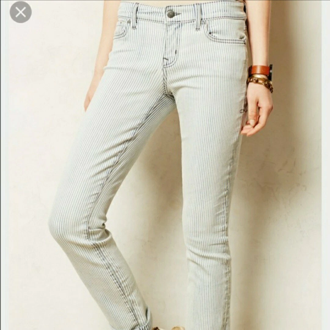Level 99 Women s Lily Skinny Straight Railroad Stripe Jeans Size 28