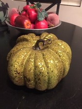 Halloween, Pumpkins, Sparkle, Green, Decor, Set Of Two, Beautiful 