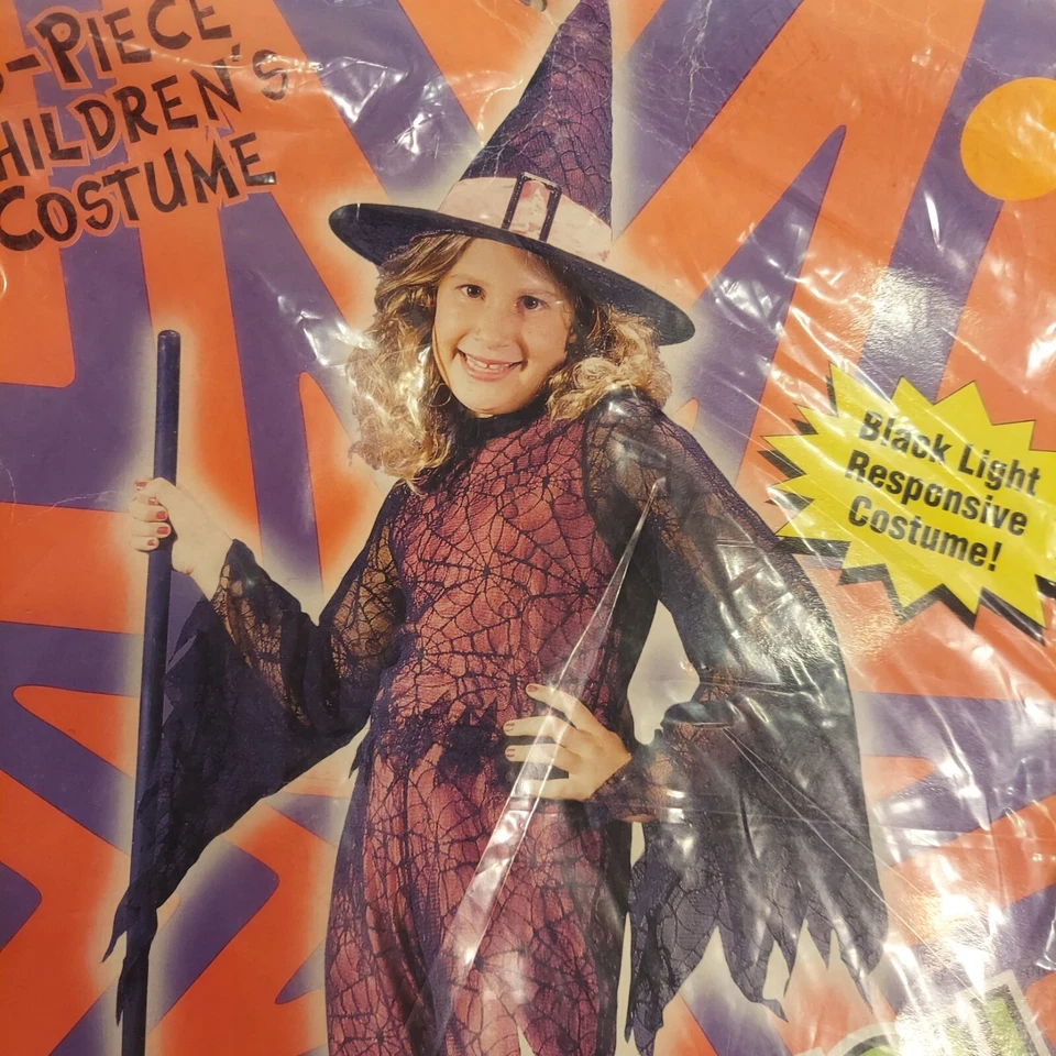 Girl's Size Small 4-6 Funky Witch 5 Piece Halloween Costume Black Neon Pink - Image 3 of 4