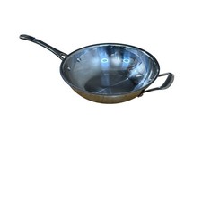 Padella Wok Miscelatore Le Creuset 12 Pollici Acciaio Inox 2 Manici 11' Grande Rara