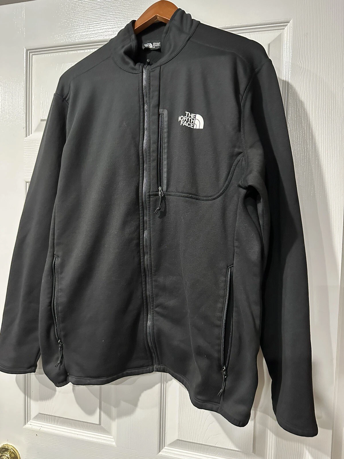 Mens The North Black Large Fleece Full Zip Jacket Coat.