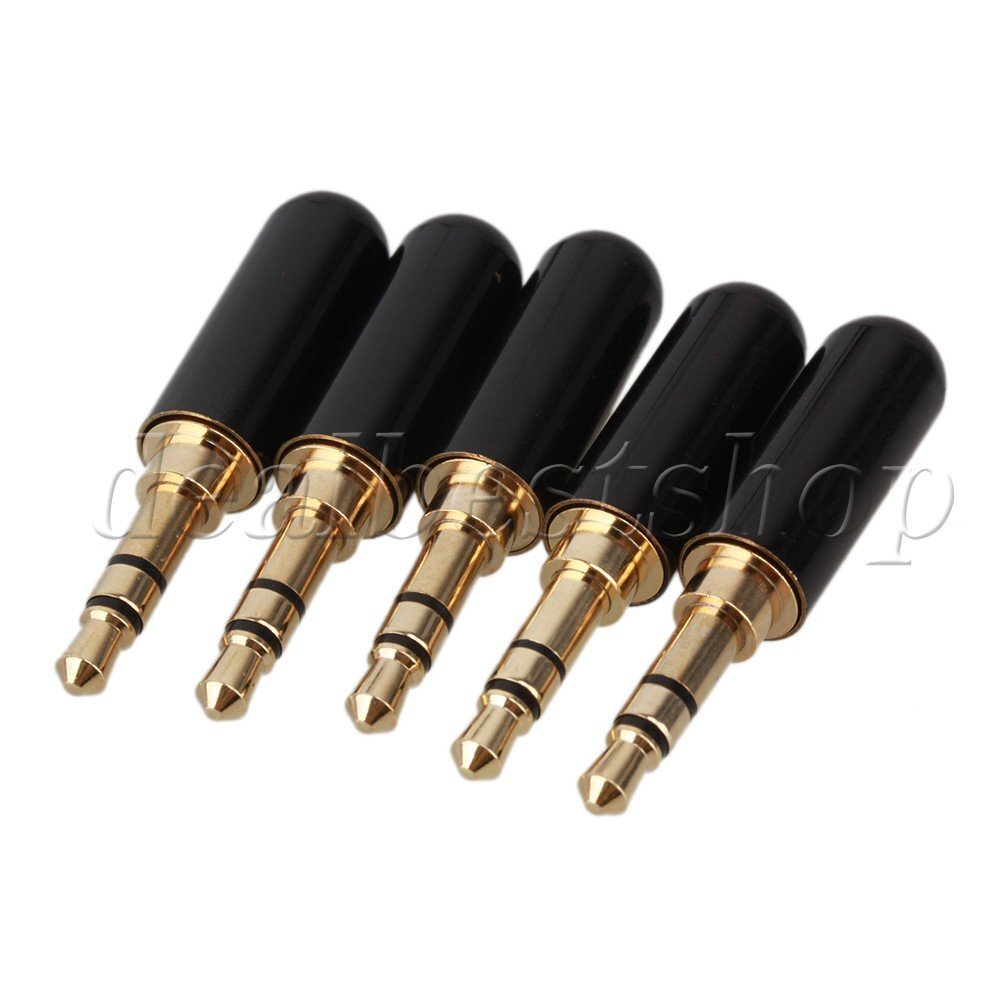 5pcs Black 3.5mm Male Plug Jack 3 Pole Repair Audio Connector Solder |