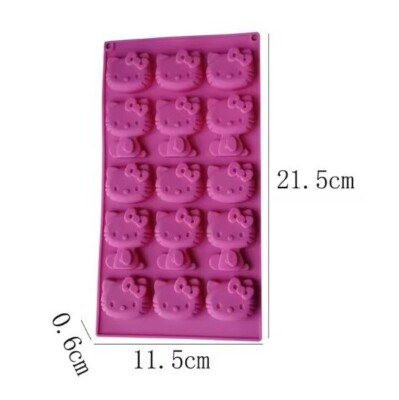 Hello Kitty süße rosa Silikonform für Fondant Schokolade Seife Wachs schmilzt 15 Loch