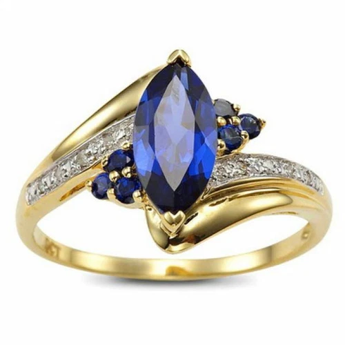 Jewelry Womens Blue Sapphire 18K Gold Filled Engagement Wedding Ring Size 6-12 - Picture 5 of 21