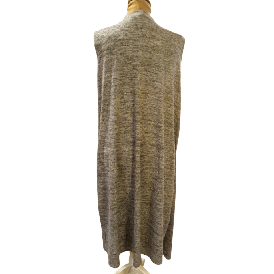 Lularoe Joy Plumero Abierto Frontal Sin Mangas Kimono Western Gris Claro Foto 2 de 4