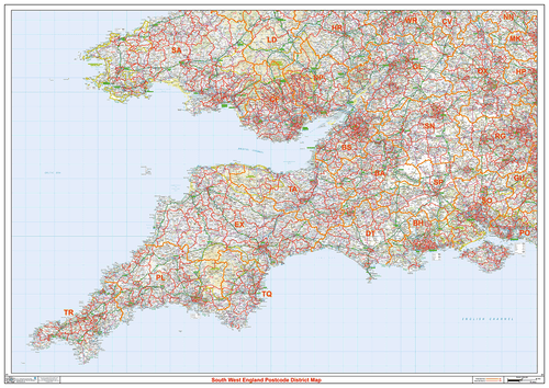 South West England Postcode Districts, Map of SW England Postcodes - Picture 1 of 6