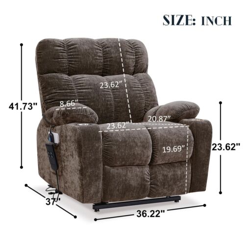 Large Power Lift Electric Recliner Chair with Massage and Heat for Elderly - Picture 28 of 33