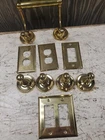 Vintage Catco Solid Brass Switch Plates Towel Toilet Paper Roll Holder (B312)