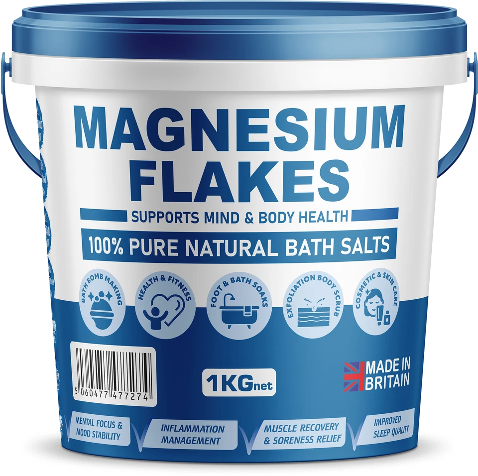 MAGNESIUM FLAKES | 1kg-10kg Bucket | 100% Pure |Bath Soak| Magnesium Chloride