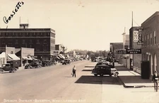 Real Photo Postcard Business Street Scene in Riverton, Wyoming - ca 1930s