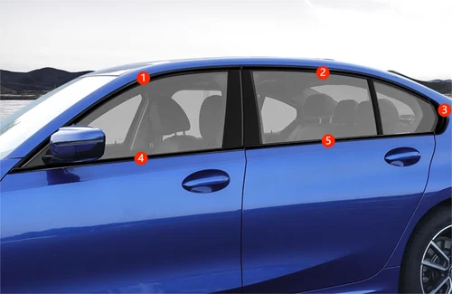 Black Steel Window Side Molding Cover Trim For 2019-2024 BMW 3 Series G20