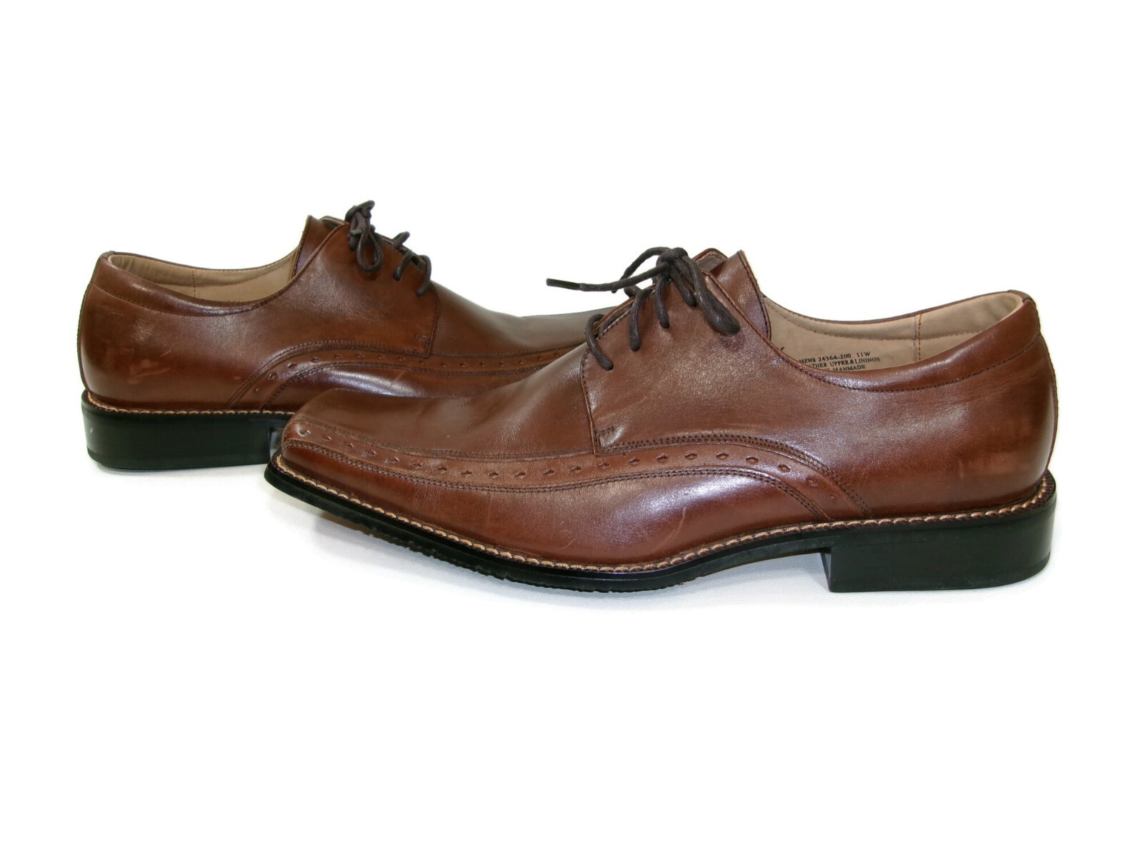 SAOLA Scarpe eleganti o casual da uomo STACY ADAMS in pelle marrone marrone chiaro con lacci taglia 11 W