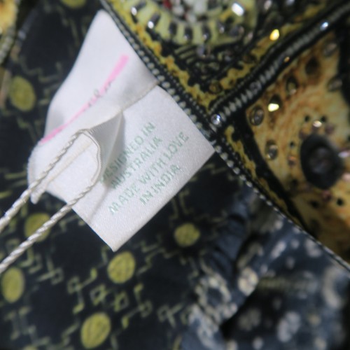 Camilla Mini Dress Large 14 Green For The Love of Lhasa V-Neck Short W/Tie $549 - Foto 14 di 17