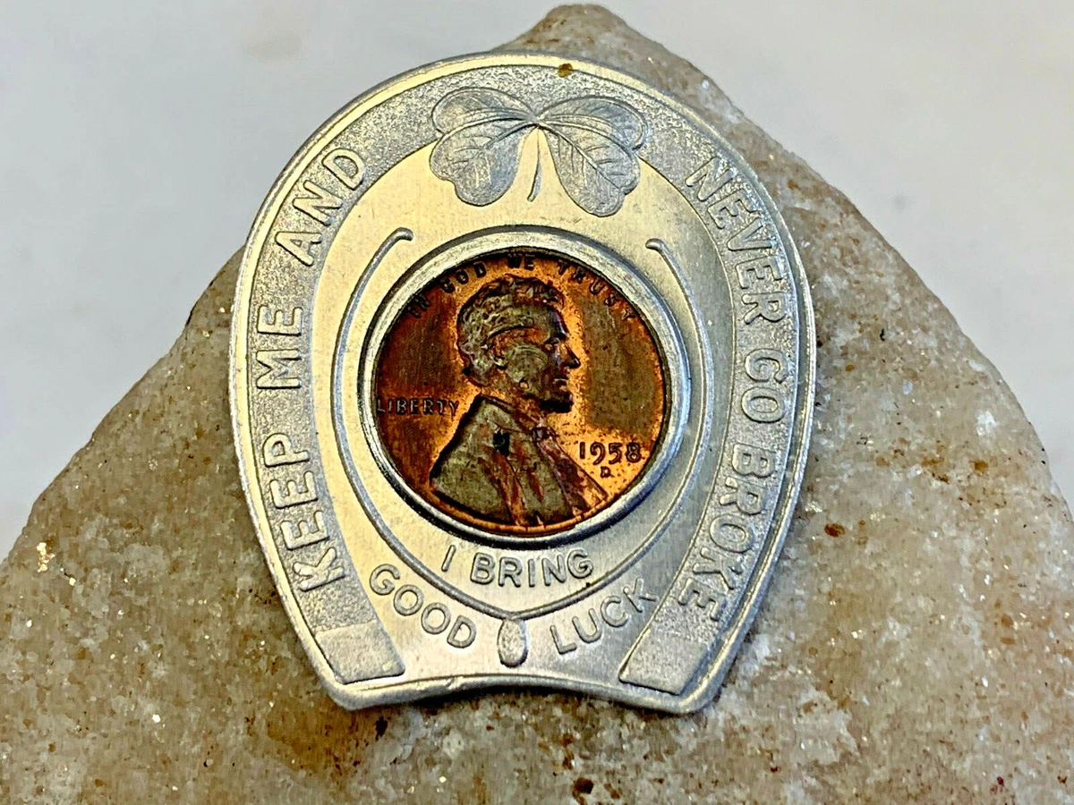 1958 Vtg Wheat Penny Lucky Charm Token Good Luck Embros Wine Co Balto MD Amulet