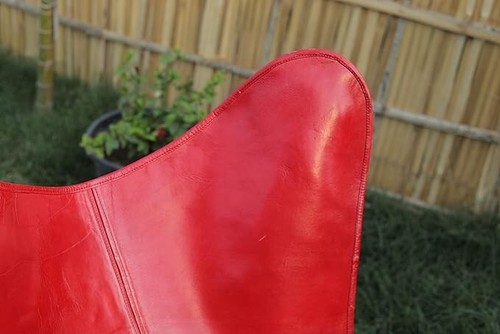 Retro RED leather butterfly chair Relaxing accent chair BKF living room chair - Picture 3 of 5