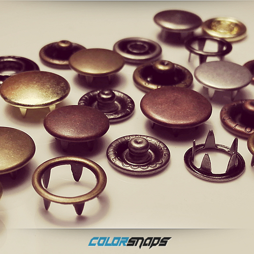 Brass Snaps • Press Snap • Press Snap Button • Antique | Silver | Black | Bronze - Picture 1 of 14