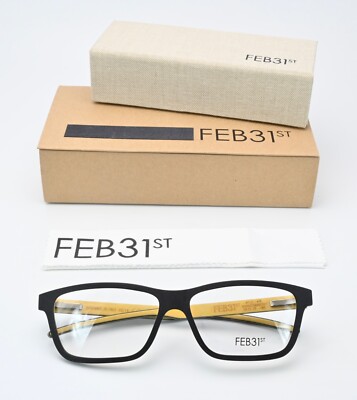 FEB31ST Glasses Frame Apus Air Black Rectangular Rounded Ultra Light Large