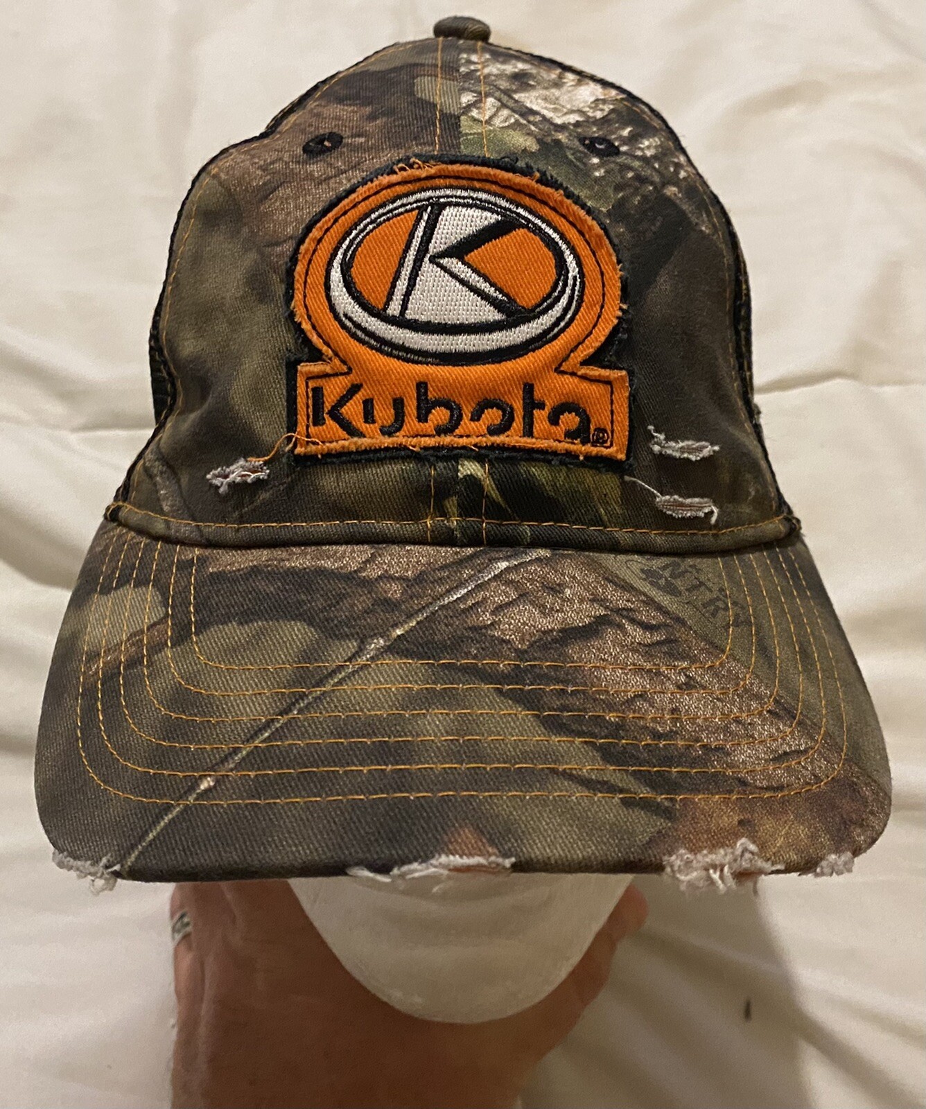 Kubota Tractors Patch Camo Distressed Hat Cap Black M… Gem