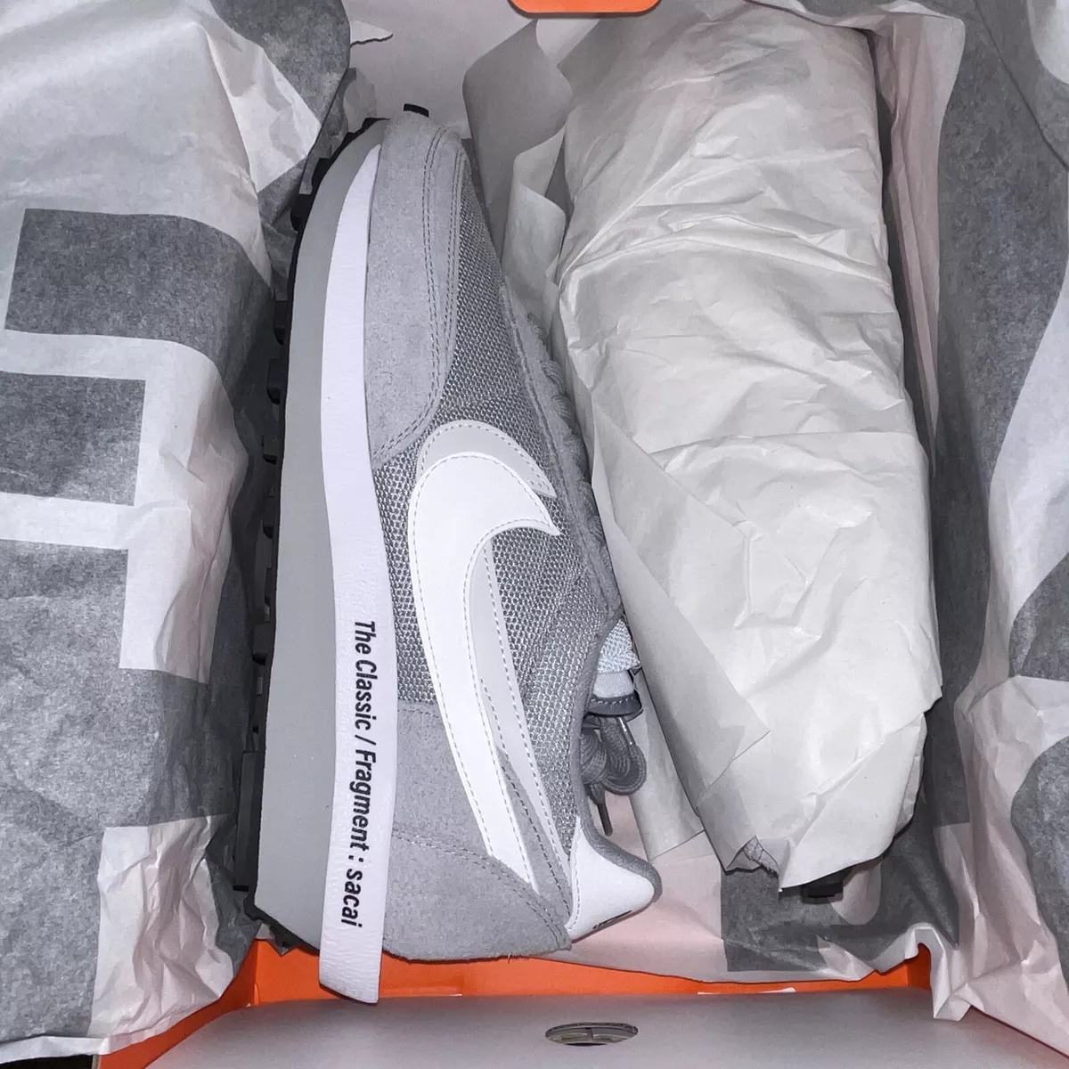 Nike LD Waffle Sacai Fragment Lt Smoke Grey-White-Black Sz 12M DS