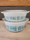 Vintage Pyrex Turquoise Butterprint Casserole Dished  # 471 + 472 With Lids