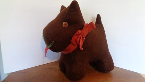 Vintage Folk Art  1930’s SCOTTY  Dog Stuffed WWI Military Uniform Toy