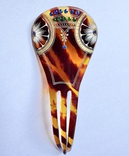 Art Deco Paste Rhinestones Faux Tortoise Celluloid Decorative Hair Comb PERFECT