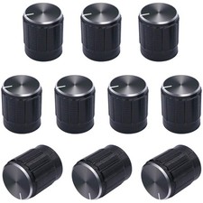 10pcs Potentiometer knob,Rotary Knob,Black Metal 6 mm Knurled Shaft Insert Di...