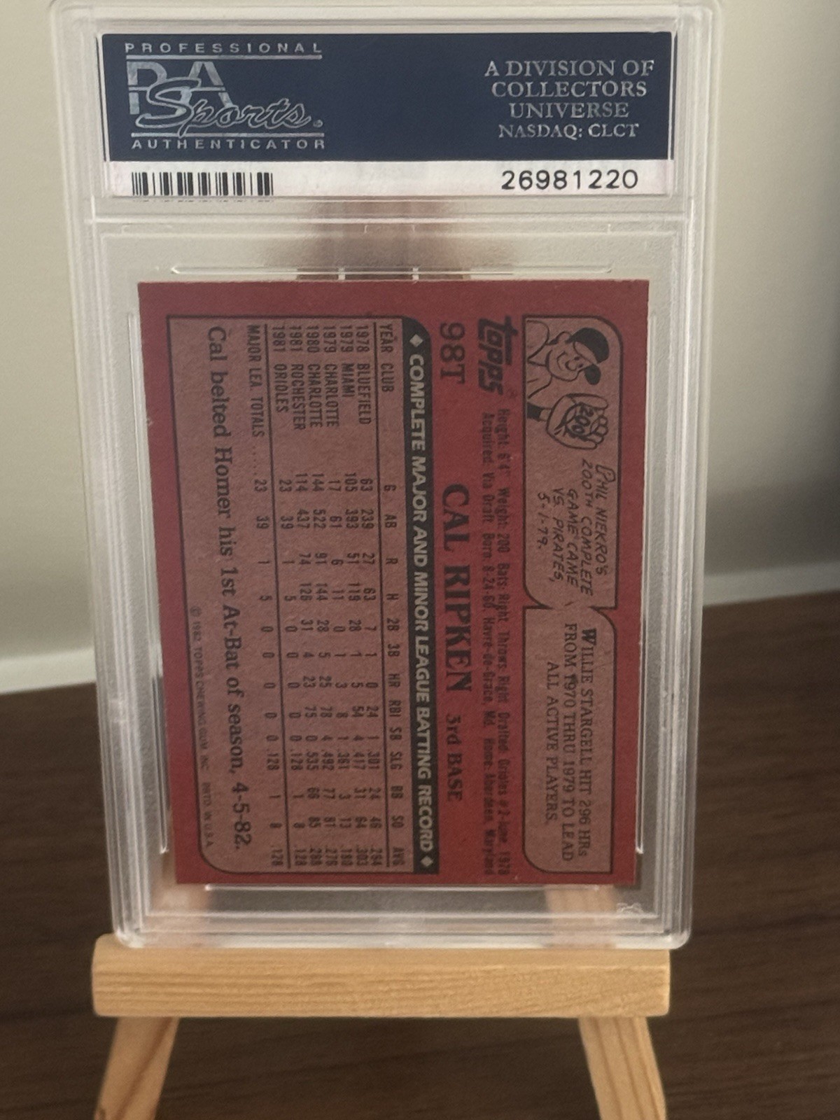 1982 Topps Traded Cal Ripken Jr #98T PSA 7 NM Rookie RC Orioles HOF Nice Center view 2