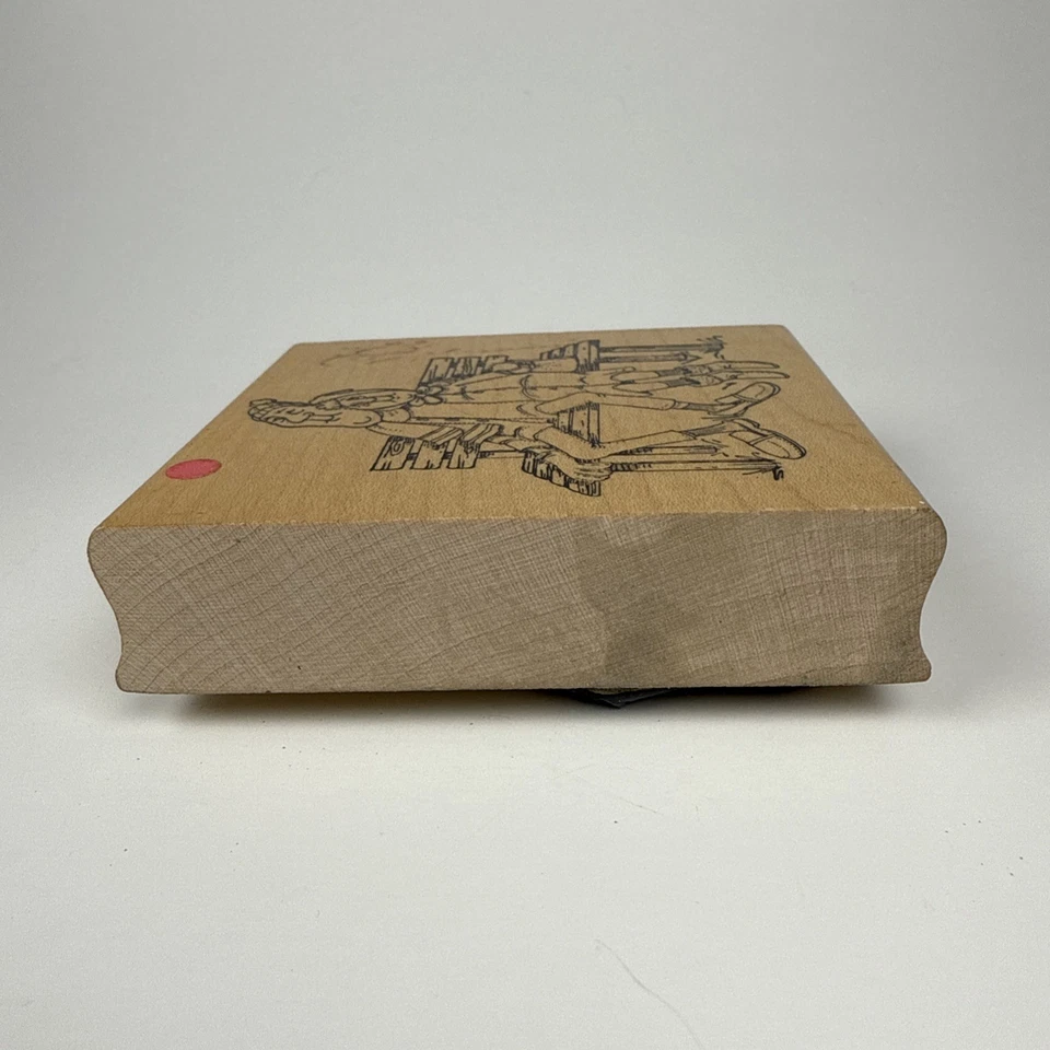 "Sello de goma de madera impresiones artísticas de colección pareja de ancianos banco amor 3""x3,5""" Foto 4 de 4