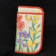 BRIGHTON Sydney Floral Flowers LEATHER Double Eyeglass/Sunglass Case NWOT