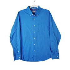 Dockers Mens Classic Fit Long Sleeve Button Down Shirt Blue Micro Check Large