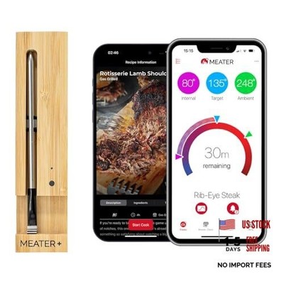 MEATER Plus: Smart Bluetooth Wireless Meat Thermometer Digital | Bamboo Honey