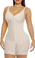 YIANNA Fajas Colombianas Shapewear Postpartum Tummy Control Bodysuit Beige Sz S