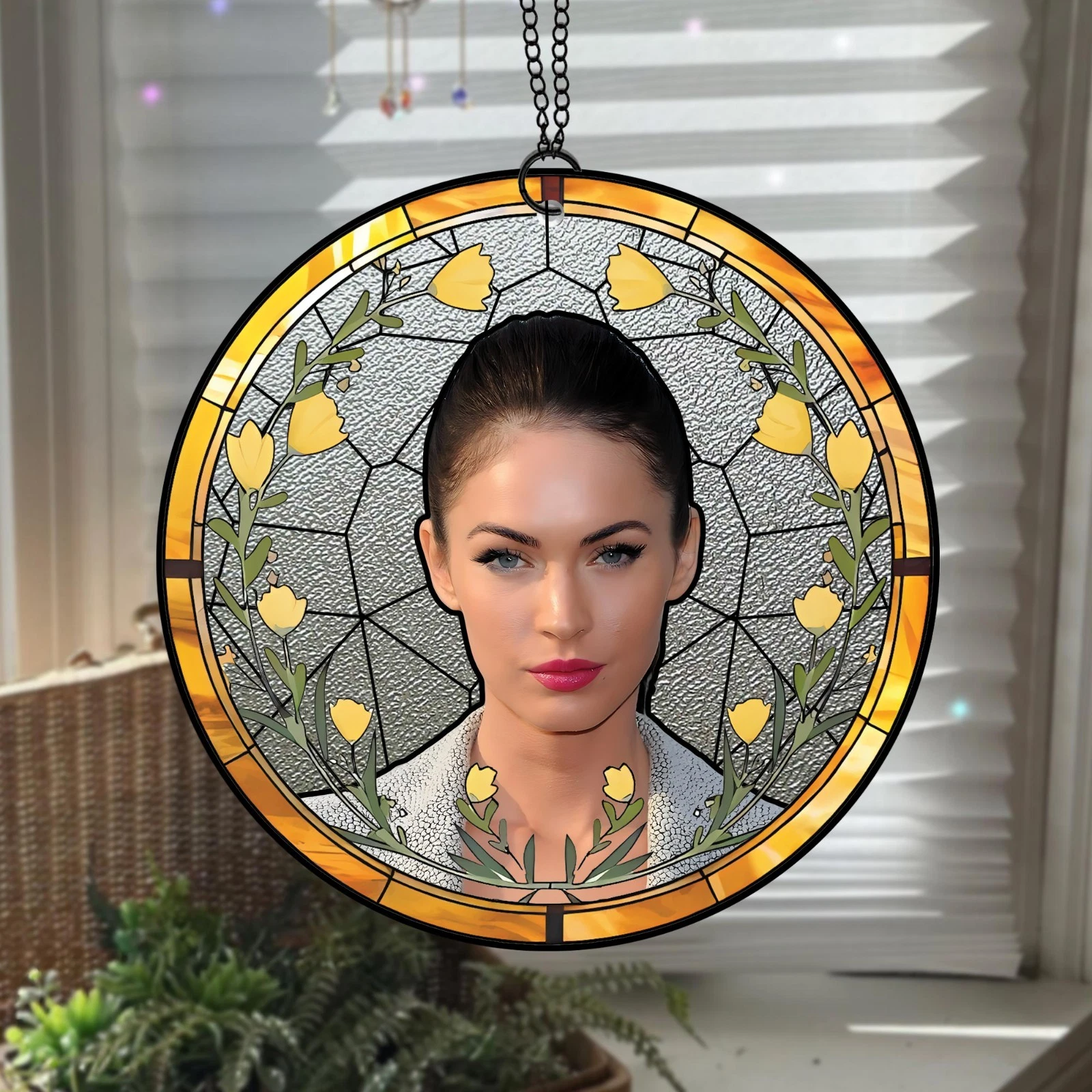 Megan Fox  Stained Glass Suncatcher-Home Window Hanging Ornament