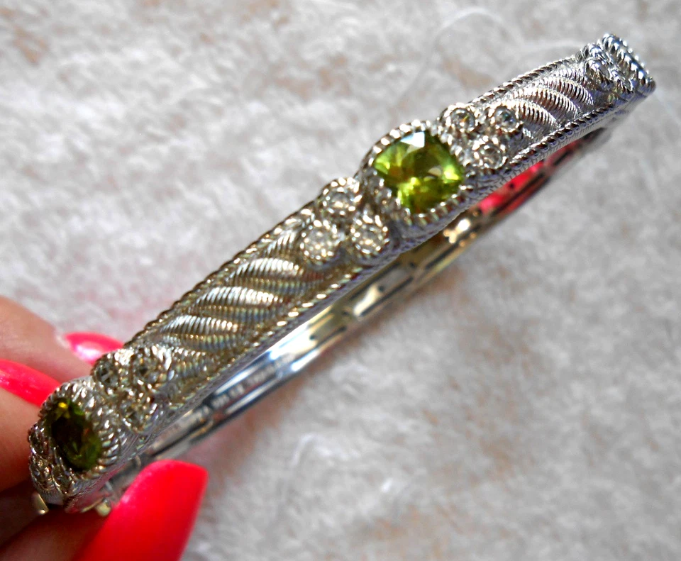 Green Peridot Bangle Bracelet Sterling Silver 925 Judith Ripka - Image 3 of 4