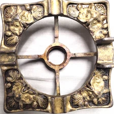 Antique Cast Iron Ashtray Owl Faces Smoking Stand Top Only