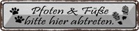 Blechschild 10X46 Cm Pfoten FüßE Bitte Hier Abtreten Spruch Zitat Deko Geschenk