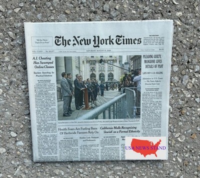 NEW YORK TIMES-SATURDAY AUGUST 15, 2026 (MANGIONE PLEADS GUILTY -CALIFORNIA JEW)